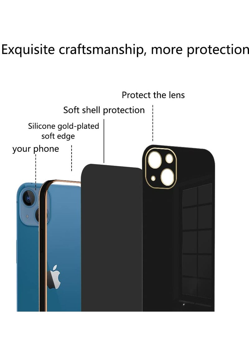 Iphone 14 Black Mobile Phone Case Cover, Luxury Plating Soft Back Cover, Raised Full Camera Protection