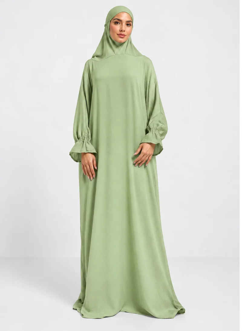 Neuness Neuness Women's Full Length Harir Maqsood Hooded Prayer Dress Abaya