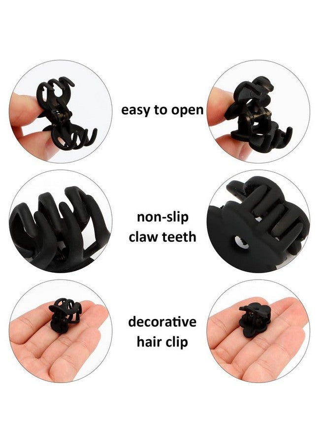 FAMEZA 12 pcs Black Hair Clips Mini Claw Clips|Small Hair Clips for Girls|Hair Clips for Thin Hair 1.1" Flower Hair Clips Hair Claw Clips for Short Hair||BLACK COLOR - Image 3