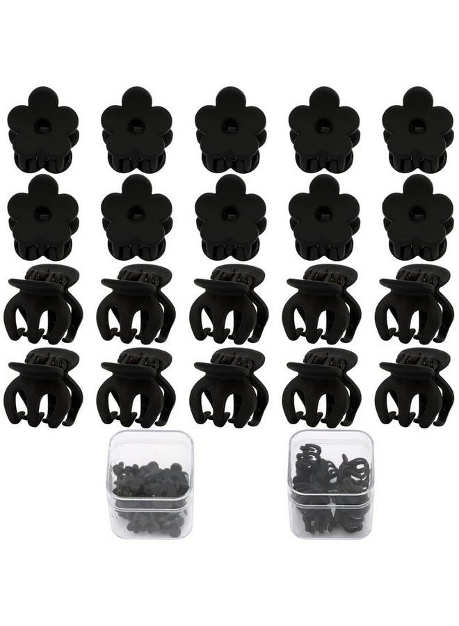 FAMEZA 12 pcs Black Hair Clips Mini Claw Clips|Small Hair Clips for Girls|Hair Clips for Thin Hair 1.1" Flower Hair Clips Hair Claw Clips for Short Hair||BLACK COLOR - Image 1