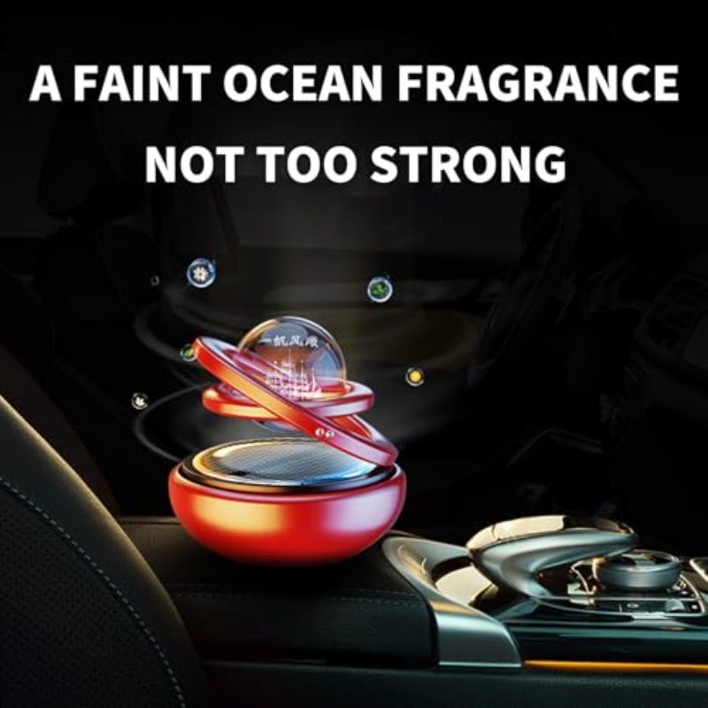 معطر هواء السيارة بالطاقة الشمسية منقي هواء لداخل السيارة ديكور تدوير تلقائي إكسسوارات أسود - Image 3