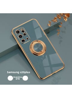 For SamsungS25Uitra Phone Case Electroplated Note20 All-inclusive Protective Cover A73 Magnetic Finger Ring Bracket S23-Color:Grandma Gray-Applicable Model:S23