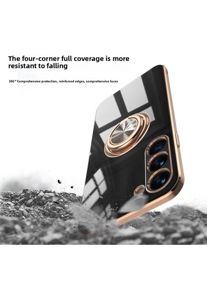Generic - For SamsungS25Uitra Phone Case Electroplated Note20 All-inclusive Protective Cover A73 Magnetic Finger Ring Bracket S23-Color:Grandma Gray-Applicable Model:S23 - Image 1