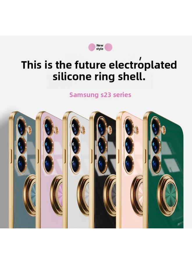 Generic - For SamsungS25Uitra Phone Case Electroplated Note20 All-inclusive Protective Cover A73 Magnetic Finger Ring Bracket S23-Color:Grandma Gray-Applicable Model:S23 - Image 1
