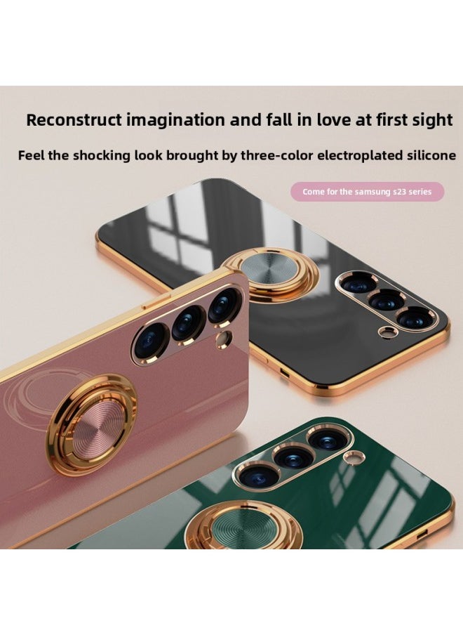 Generic - For SamsungS25Uitra Phone Case Electroplated Note20 All-inclusive Protective Cover A73 Magnetic Finger Ring Bracket S23-Color:Grandma Gray-Applicable Model:S23 - Image 1