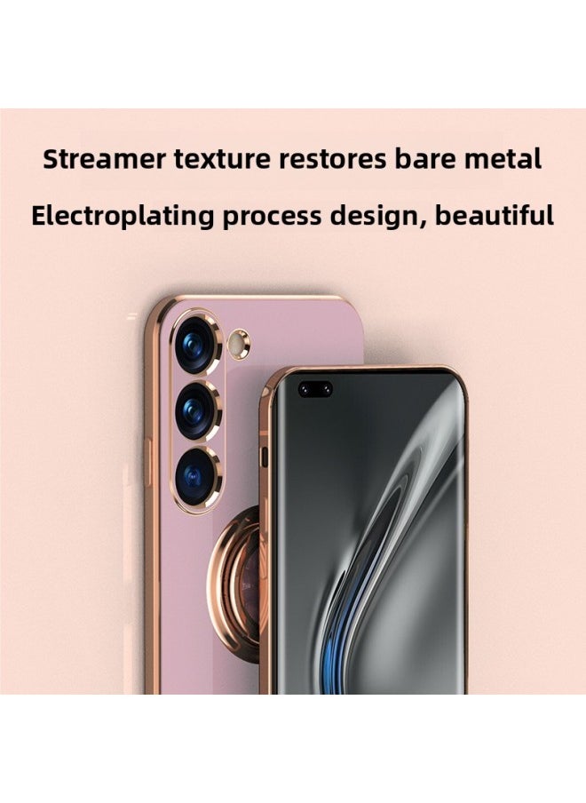 Generic - For SamsungS25Uitra Phone Case Electroplated Note20 All-inclusive Protective Cover A73 Magnetic Finger Ring Bracket S23-Color:Grandma Gray-Applicable Model:S23 - Image 1