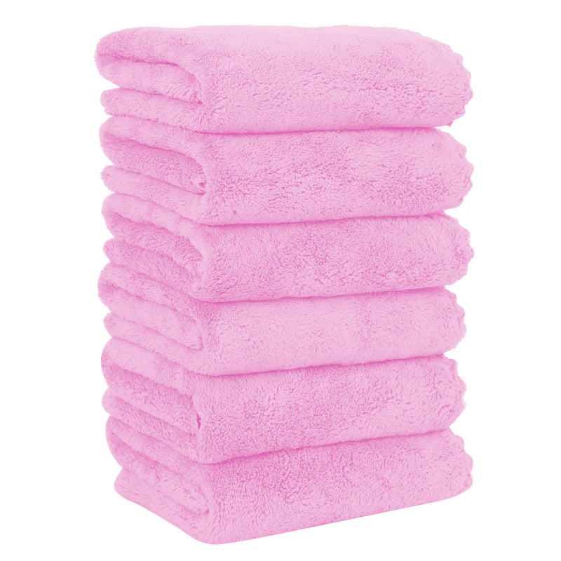 MOONQUEEN مجموعة من 6 مناشف يد فاخرة سريعة الجفاف من ميكروفايبر قماش كورال فلت Highly Absorbent مناشف متعددة الاستخدامات كمنشفة حمام فندقية 16 × 28 بوصة توت مجمد