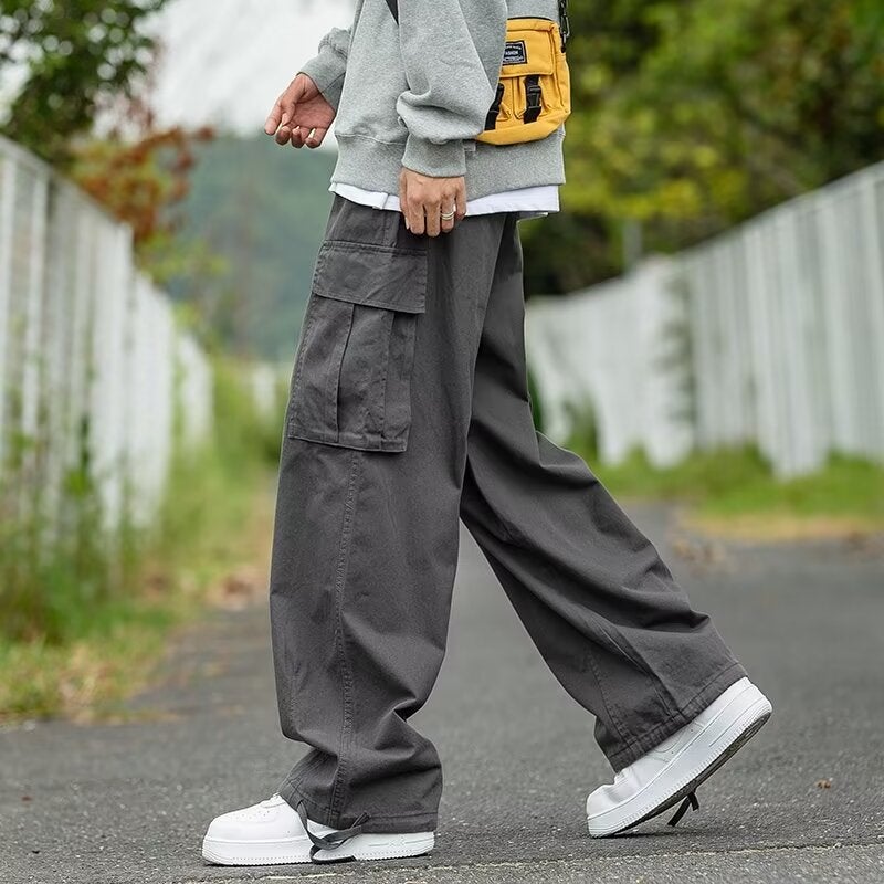 Japanese Tooling Straight Leg Pants Multi-Pocket Loose Plus Size Wide Leg Pants 2025 Fashion Brand Casual All-Match Pants - Image 3
