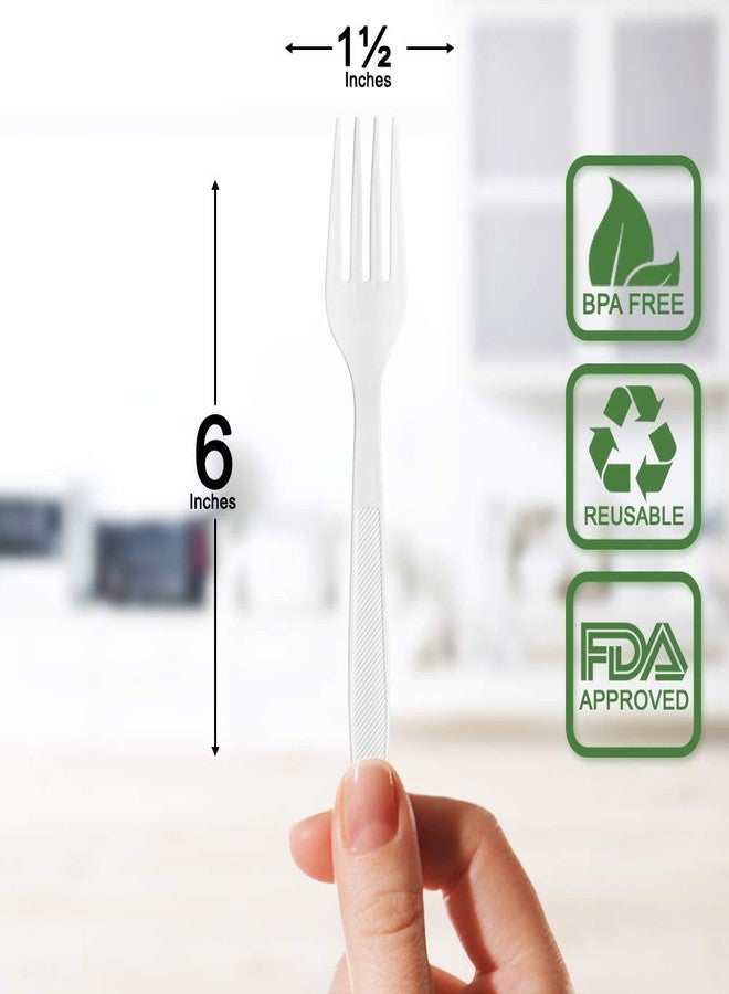BluShine 400 Pack Extra Heavyweight Disposable White Plastic Forks - Heavy Duty White Cutlery-Utensils, Parties, Dinners, Catering Services, Family Gatherings - Image 2