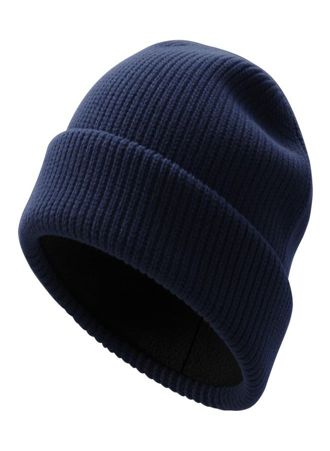 SPLASHGRIP Winter Beanie for Men Women Soft Fleece Lined Warm Knit Hat Ski Stocking Hat Thermal Thick Caps Deep Blue - Image 1