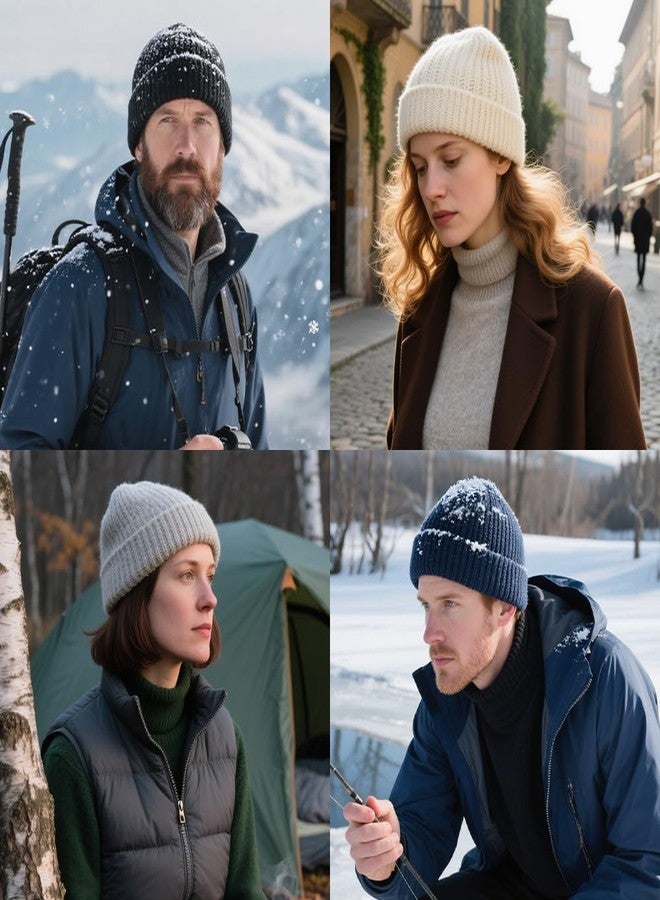 SPLASHGRIP Winter Beanie for Men Women Soft Fleece Lined Warm Knit Hat Ski Stocking Hat Thermal Thick Caps Deep Blue - Image 5