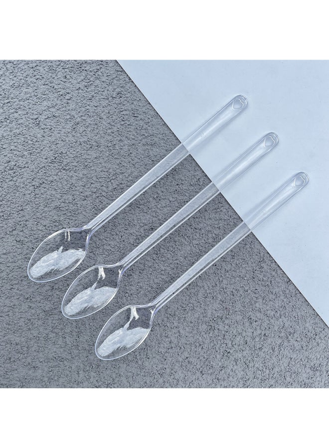 Disposable Spoon Shaolin Plastic Long Handle Spoon Individually Packaged Stirring Fork Spoon Thickened Milk Tea Dessert Shop Special-Specifications:Transparent 18cm Simple Pack 100 Pieces - Image 1