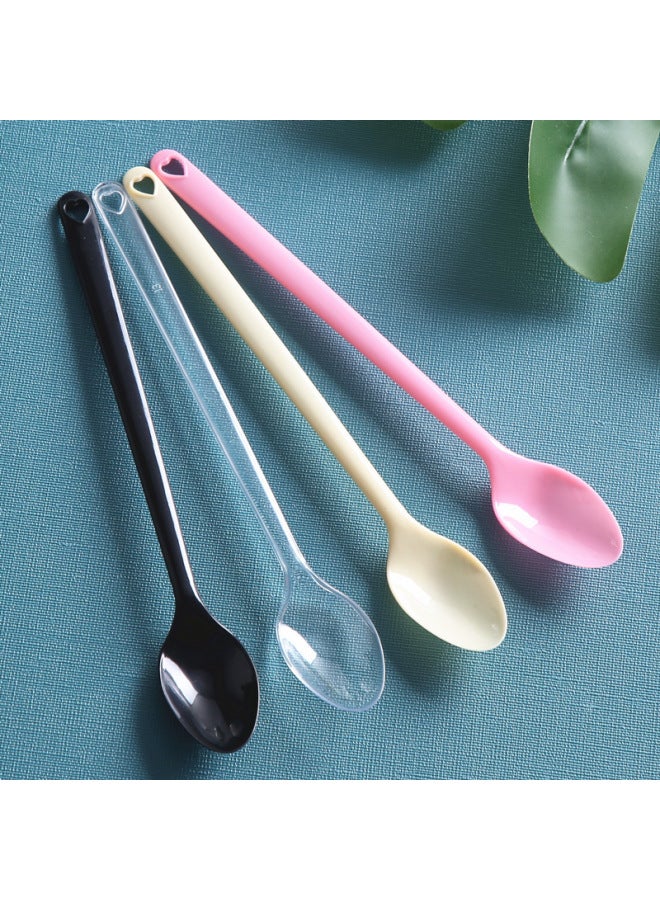 Disposable Spoon Shaolin Plastic Long Handle Spoon Individually Packaged Stirring Fork Spoon Thickened Milk Tea Dessert Shop Special-Specifications:Transparent 18cm Simple Pack 100 Pieces - Image 5