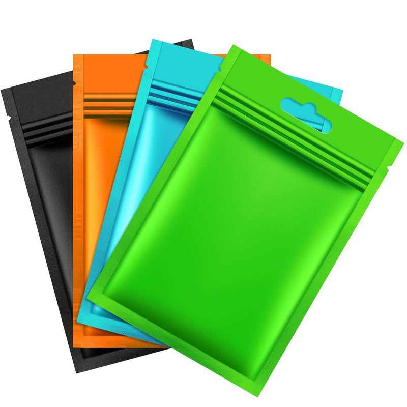 Hestya 200 Pieces Film Resealable Bags Polyester Odor Proof Bags Aluminum Foil Food Storage Metallic Flat Zipper Sealable Pouch for Small Business Candy Sample Packaging(3.1 x 5.1 Inch,Multicolor) - Image 1