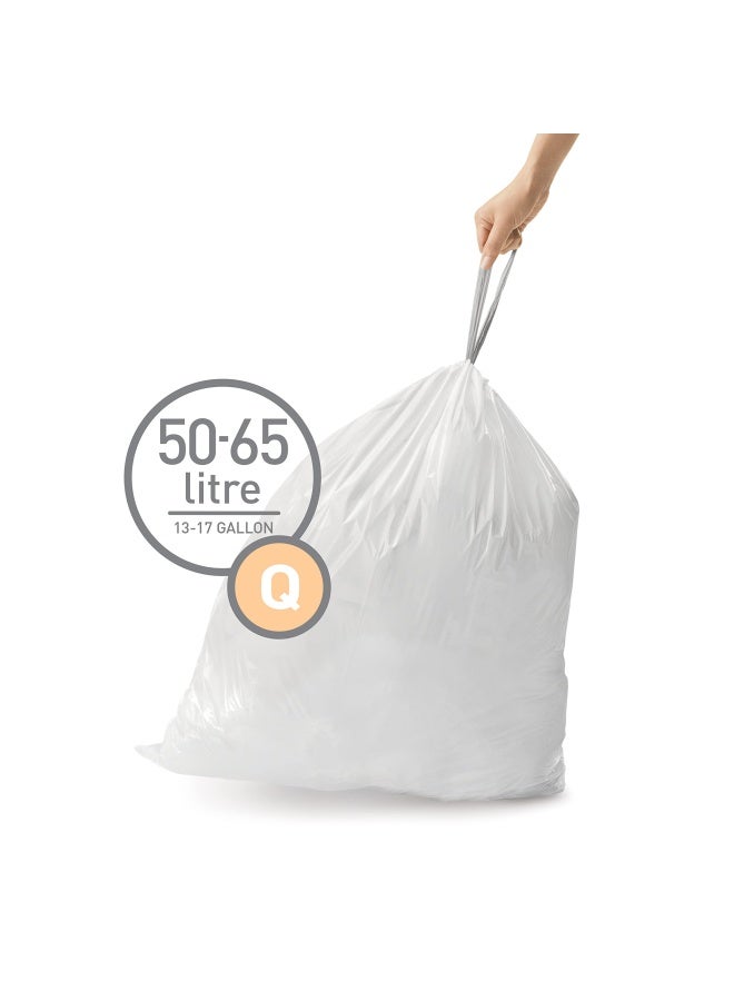simplehuman أكياس قمامة ذات سحب حقيقية مخصصة من كود Q في عبوات موزعة 60 قطعة 50 65 لتر 132 172 جالون أبيض - Image 2