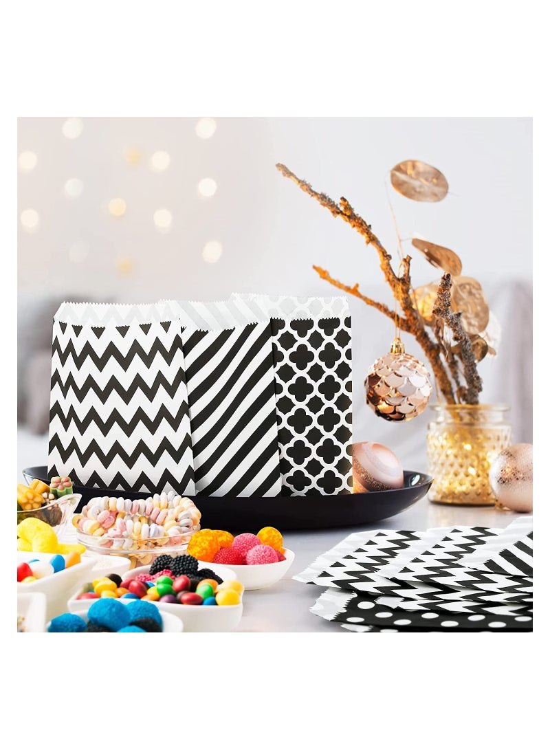 SYOSI Candy Paper Bag Disposable Party Kraft Paper Cookie Snack Gift Candy Paper Bag 100 Pcs Small Paper Treat Bags for Candy Cookie Buffet Biodegradable Graduation Party Favor Bags (Black 5 X 7") - Image 5