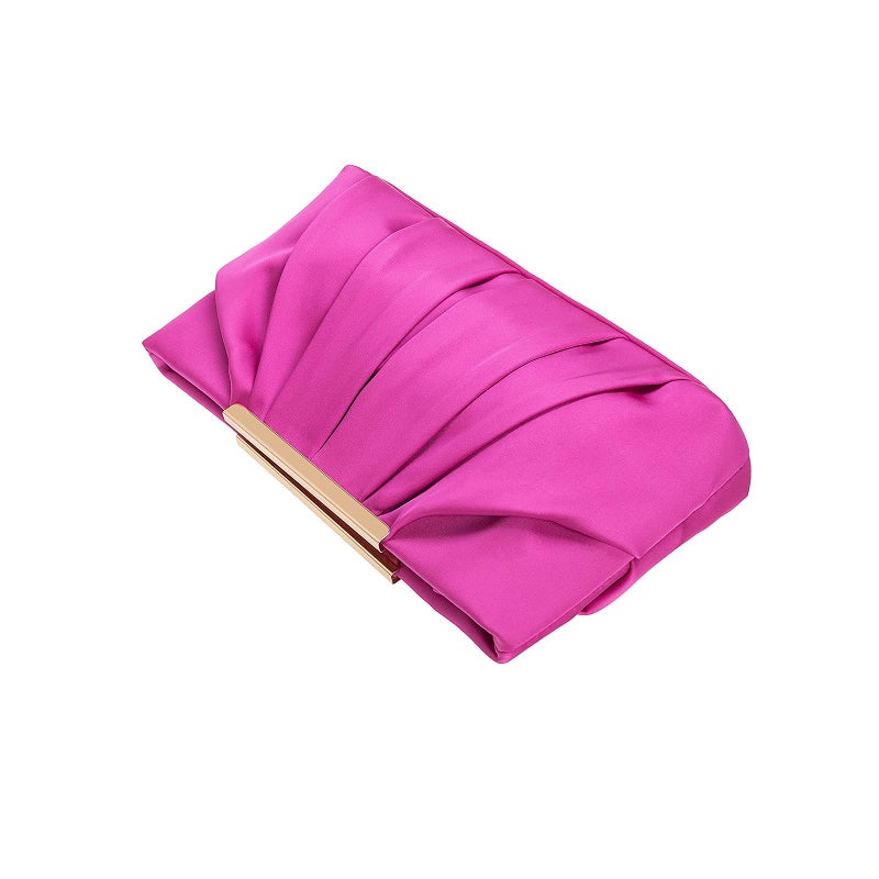 CHARMING TAILOR Clutch Evening Bag Elegant Pleated Satin Formal Handbag Simple Classy Purse for Women (Hot Pink) - Image 4