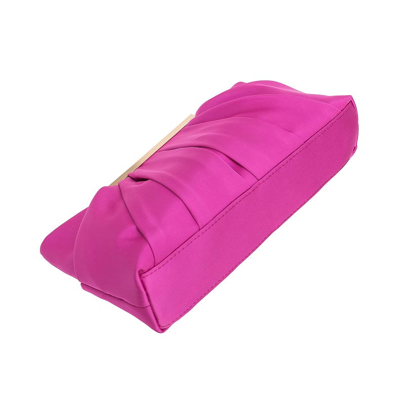 CHARMING TAILOR Clutch Evening Bag Elegant Pleated Satin Formal Handbag Simple Classy Purse for Women (Hot Pink) - Image 5