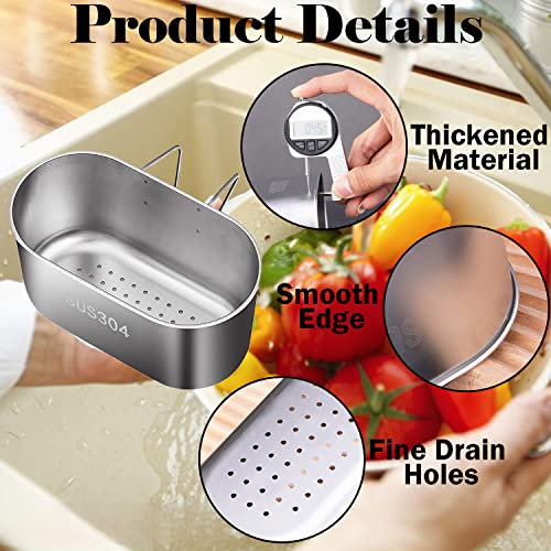 Dupiulk Stainless Steel Sink Drain Strainer Basket, Multifunction Hanging Sink Strainer Colander Drain Basket, Kitchen Sink Food Waste Filter and Vegetables Fruits Clean - Image 5