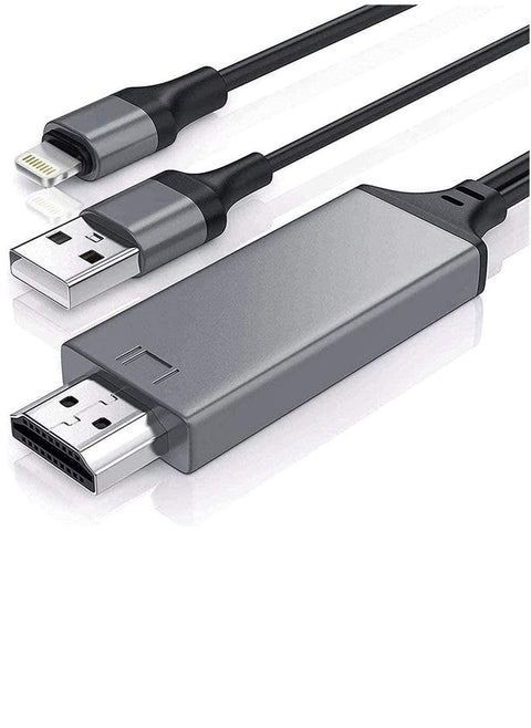 NTECH (Lightning to HDMI) Cable/Adapter Compatible With iPhone/iPad/MFi Certified Lightning Digital AV Adapter 1080p HDTV Connector Cable Compatible For iPhone 13/12/11/XS/X/8/7 to TV Projector