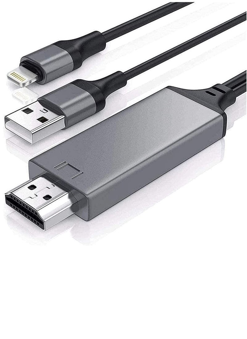 NTECH (Lightning to HDMI) Cable/Adapter Compatible With iPhone/iPad/MFi Certified Lightning Digital AV Adapter 1080p HDTV Connector Cable Compatible For iPhone 13/12/11/XS/X/8/7 to TV Projector