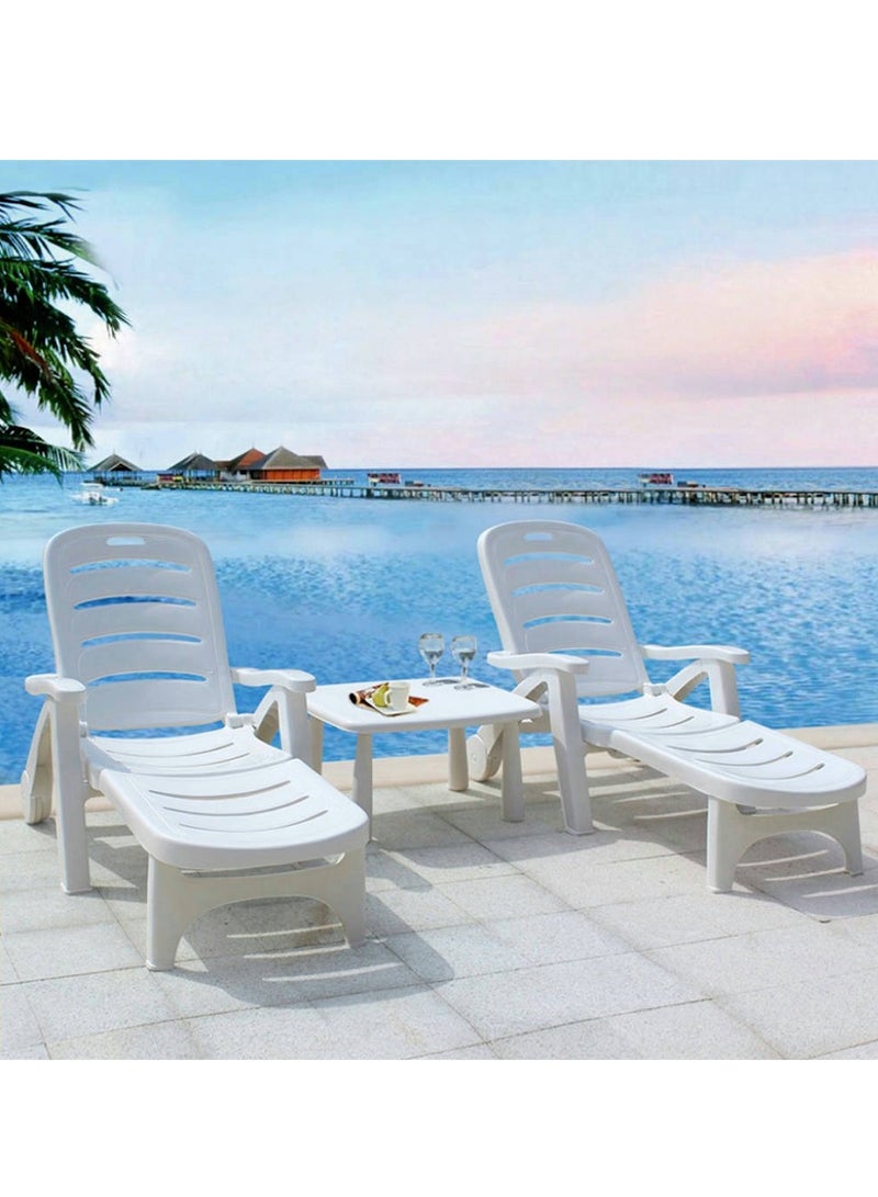 كرسي الشاطئ مع مسند الظهر قابل للتعديل مع كرسي في الهواء الطلق مع مسند ذراع ، تنطبق على الشاطئ ، الفناء ، تراس ، حمام سباحة ( 1 كرسي ) - Image 2