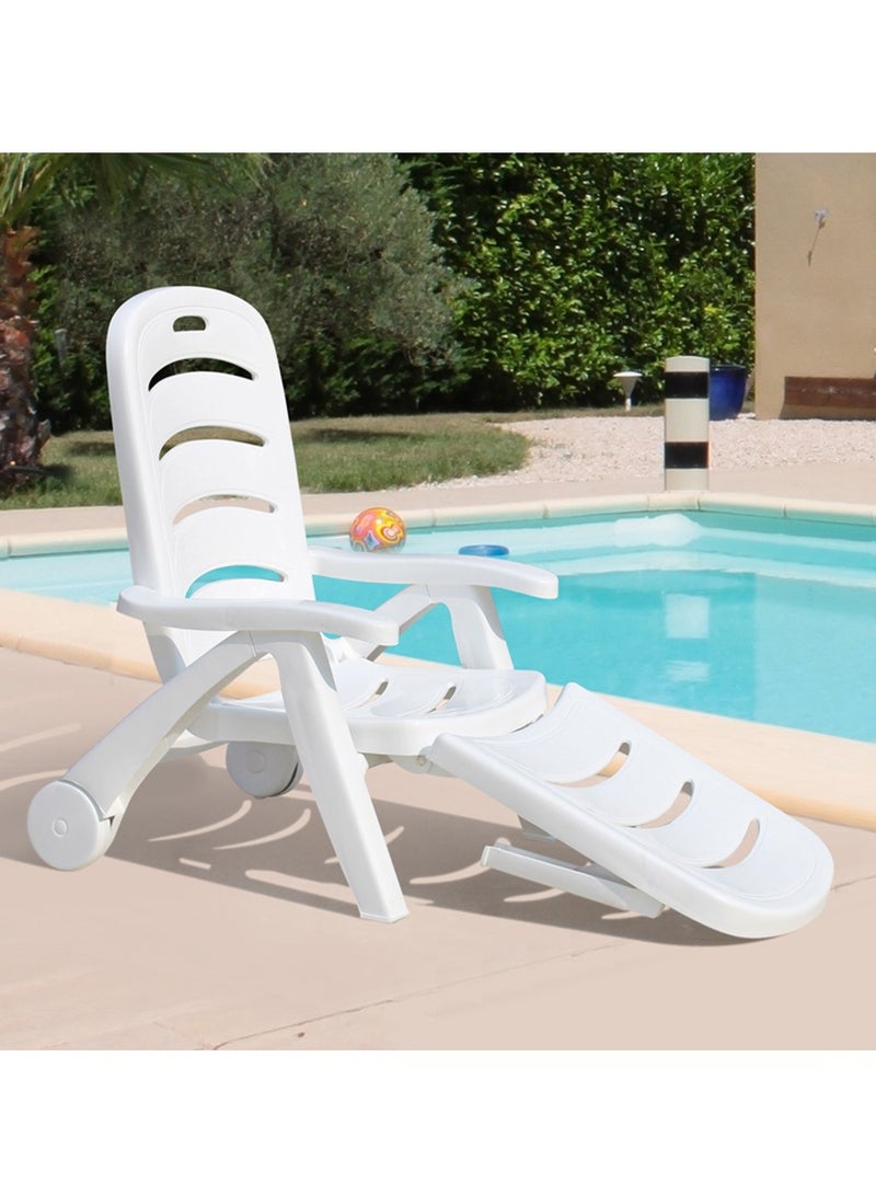 كرسي الشاطئ مع مسند الظهر قابل للتعديل مع كرسي في الهواء الطلق مع مسند ذراع ، تنطبق على الشاطئ ، الفناء ، تراس ، حمام سباحة ( 1 كرسي ) - Image 1