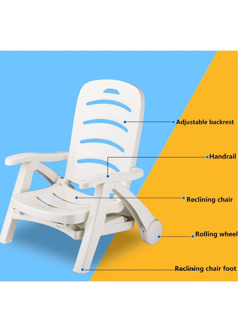 كرسي الشاطئ مع مسند الظهر قابل للتعديل مع كرسي في الهواء الطلق مع مسند ذراع ، تنطبق على الشاطئ ، الفناء ، تراس ، حمام سباحة ( 1 كرسي ) - Image 4
