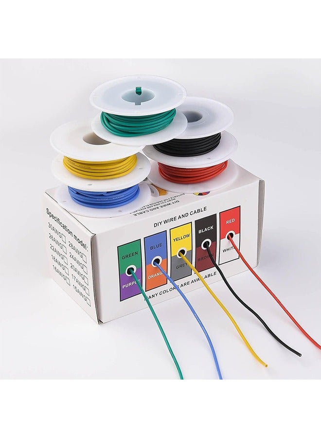 MVAQKLM  Silicone Electric Wire, 22AWG Wire Flexible 20 Gauge Stranded Tinned Copper Wire, 5 Colors 32.8ft/10m Each, Od:1.6mm, DIY Electrical Hook up Wire Kit for LED Lights, Stereos, Power Tools - Image 2