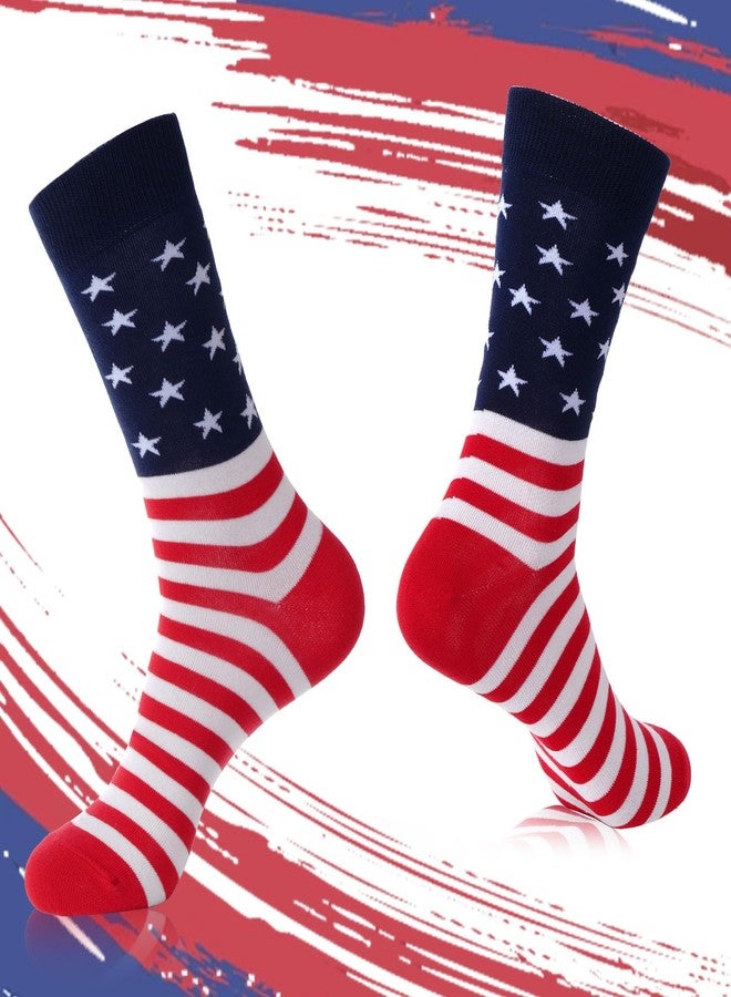 cnomg 3 Pairs American Flag Socks for Men Women Patriotic Freedom Day Gifts with Stars Stripes Wedding Groomsmen Socks (US, Alpha, One Size, Regular, Regular, 3, mixed color) - Image 2