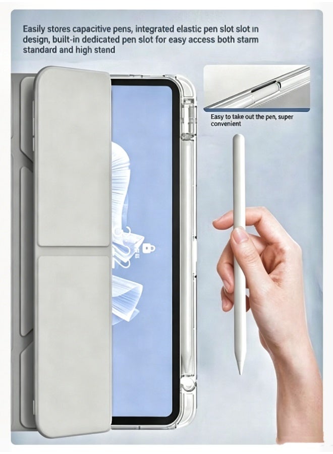 Hirospace Case for iPad(A16)11th 11 inch 2025/iPad 10th Gen 10.9 inch 2022, Transparent TPU Protective Case with Pencil Holder, Multi-Angle Y-Folding Stand, Auto Wake/Sleep Smart Cover, Shockproof Slim Flip Shell with Anti-Glare Screen Protector-Grey - Image 3