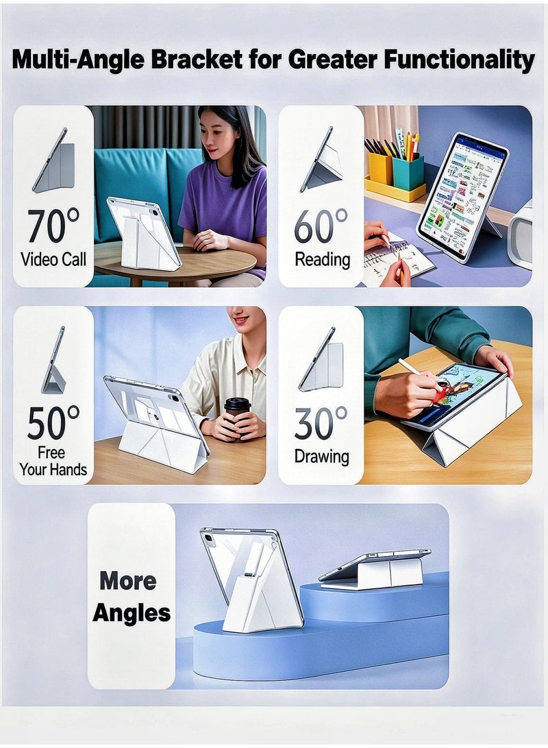 Hirospace Case for iPad(A16)11th 11 inch 2025/iPad 10th Gen 10.9 inch 2022, Transparent TPU Protective Case with Pencil Holder, Multi-Angle Y-Folding Stand, Auto Wake/Sleep Smart Cover, Shockproof Slim Flip Shell with Anti-Glare Screen Protector-Grey - Image 2
