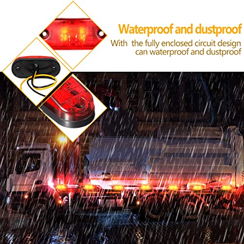 Tallew 10 Pcs 2.5 Inch LED Trailer Lights 2 Diode Waterproof LED Trailer Side Marker Oval Signal Running Lights for Truck Boat Rv(Amber, Red) - Image 5