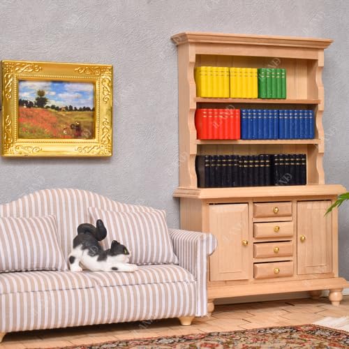 iLAND Miniature Dollhouse Accessories for Dollhouse Furniture on 1:12 Scale, Dollhouse Frames w/Printed Classic Paintings Set (4 Bright Golden Frames & Pictures) - Image 5