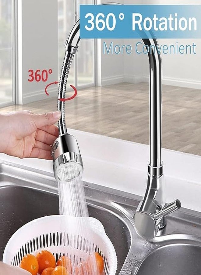 FIKKANI FIKKAN Rotating Faucet Sprayer with Double Mode Aerator Extension Tubes, Water-Saving, for Bathroom and Kitchen Tap, Silver - Image 2