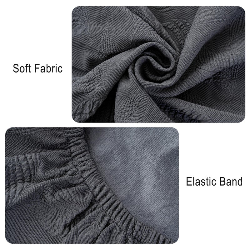 Genina Waterproof Dining Chair Covers Set of 4,Stretch Dining Room Chair Slipcovers with Leaf Jacquard,Removable Kitchen Chair Protector for Home,Restaurant,Banquet-Dark Grey - Image 3