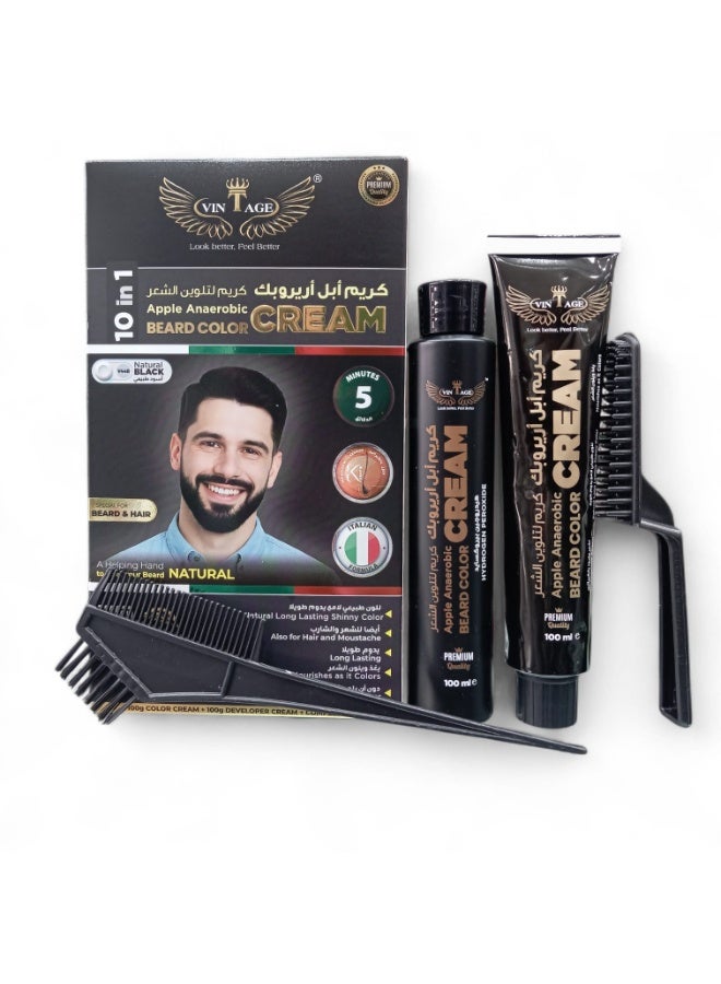 vintage Natural Black Hair Coloring Cream for Head and Mustache Hair 200 ml