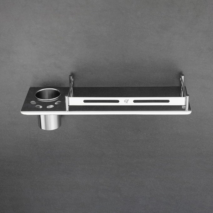 STAINLESS STEEL BATHROOMSELF WITH TUMBLER HOLDER ORGANIZERSHELF FOR BATHROOMKITCHENWALL CHROME 15X5 INCH PS1 SELF WITH TUMBLER HOLDER