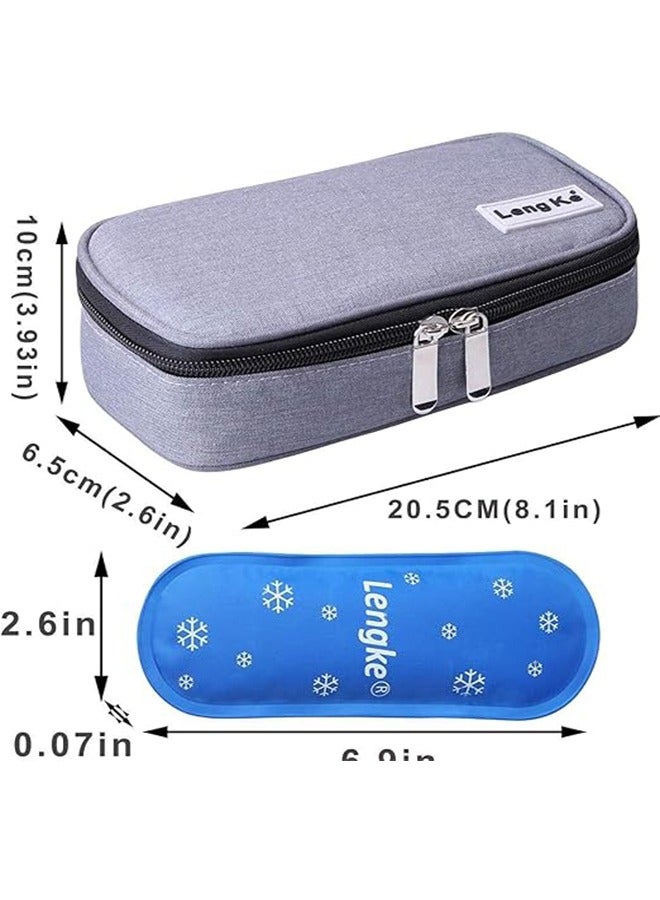 Leng Ke Insulin Cooler Travel Carrying Case, Diabetic Medication Organizer Insulated Cooling Bag with 2 Ice Packs(Gray) - Image 5