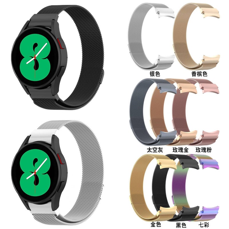 سوار ساعة ذكية سوار معدني من الستانلس ستيل متوافق مع Samsung Galaxy Watch 4 بملاءمة قابلة للتعديل وحزام بديل للاستخدام اليومي باللون ذهبي وردي قابل للتعديل للمكتب للسفر - Image 5