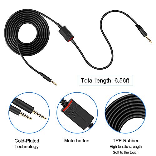 MQDITH 2.0M Replacement Audio Cable Compatible with Astro A40 A40TR Gaming Headset, Inline Mute Wire and No Volume Control Cord (TPE Cord) - Image 5