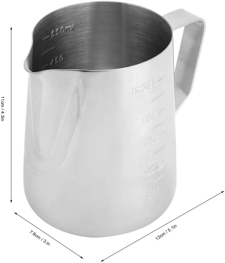 aqxreight Coffee Frothing Pitcher Stainless Steel Milk Frothing Cup with Scale Tip Mouth Design and Fashionable 550ml for Coffee Pulling (550ML) - Image 2