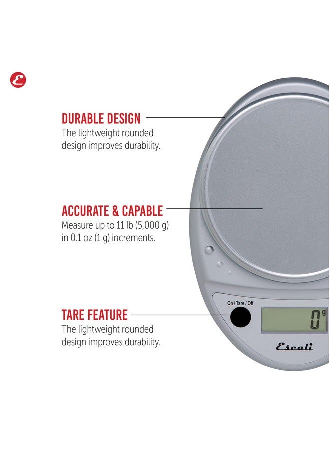 Escali Primo Digital Food Scale Multi-Functional Kitchen Scale and Baking Scale for Precise Weight Measuring and Portion Control, 8.5 x 6 x 1.5 inches, Chrome - Image 4