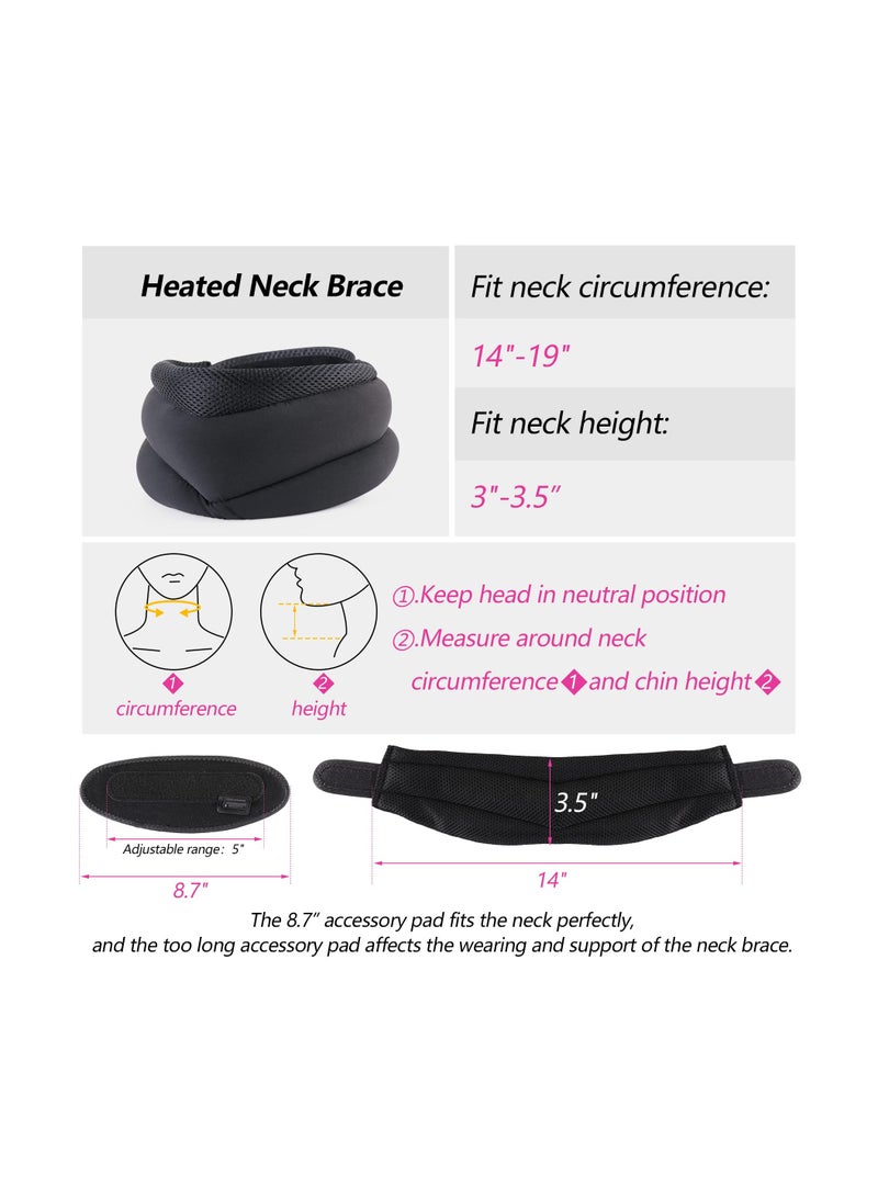 SOLARAE Heated Neck Brace for Neck Pain Relief and Support, Neck Support Brace with Graphene Heating Pad for Pressure Relief, Adjustable Soft Foam Neck Cervical Collar for Women and Men (3.5" Depth Collar) - Image 2
