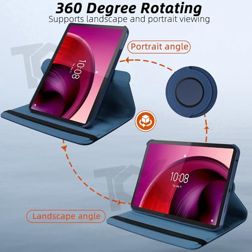 TGK Rotating Cover for Lenovo Tab M10 5G 10.6 inch Case Leather Flip (Dark Blue) - Image 4
