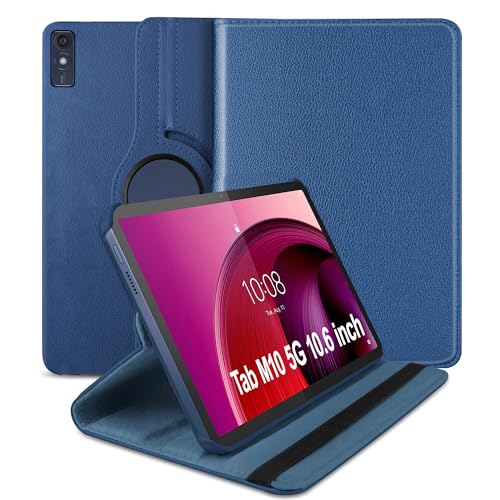 TGK Rotating Cover for Lenovo Tab M10 5G 10.6 inch Case Leather Flip (Dark Blue) - Image 1