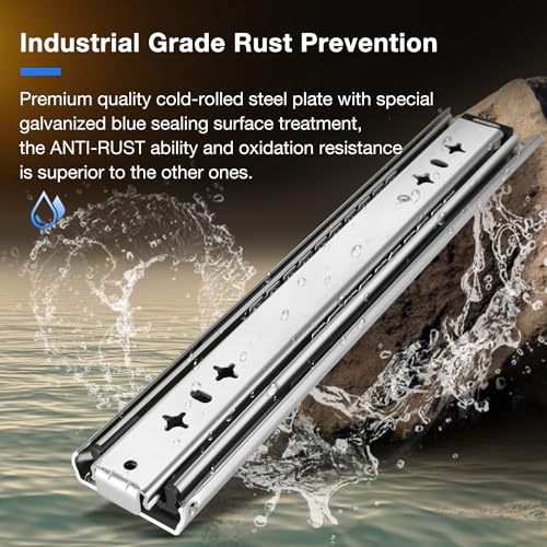 REGUDA Heavy Duty Drawer Slides Full Extension Runners 12 14 16 18 20 22 24 26 28 30 32 34 36 38 40 Inch Side Mount Rails for Drawer Capacity 243 lb 1 Pair - Image 3