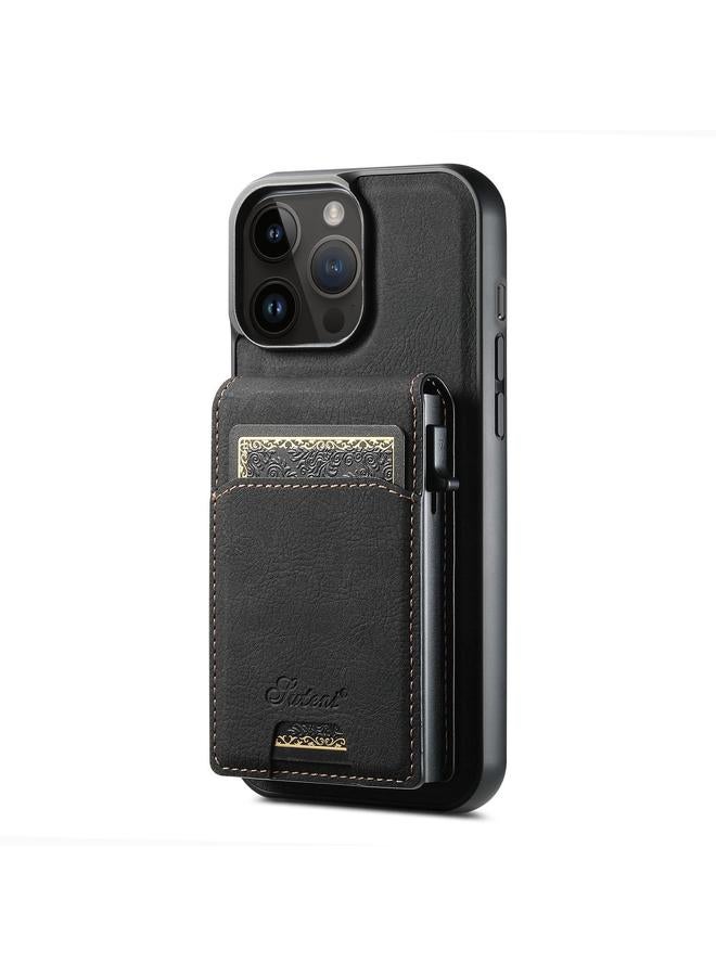Suteni Case For iPhone 13 Pro H19 Litchi Grain 2-in-1 MagSafe Removable Card Box Back Phone Case - Image 1