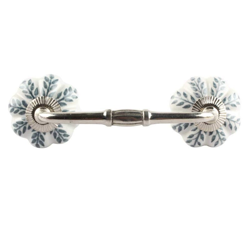 Indian-Shelf IndianShelf 1 Pack Ceramic Grey Drawer Pulls T Bar Vintage Kitchen Cabinet Handles Silver Hardware 4 Hole to Hole Dresser Door Handle BH689CK1628  - Image 1