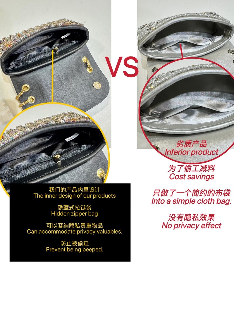 New Banquet Diamond Bag Pearl Cheongsam Underarm Bag Evening Bag Women'S Handbag Shoulder Crossbody Handbag - Image 4
